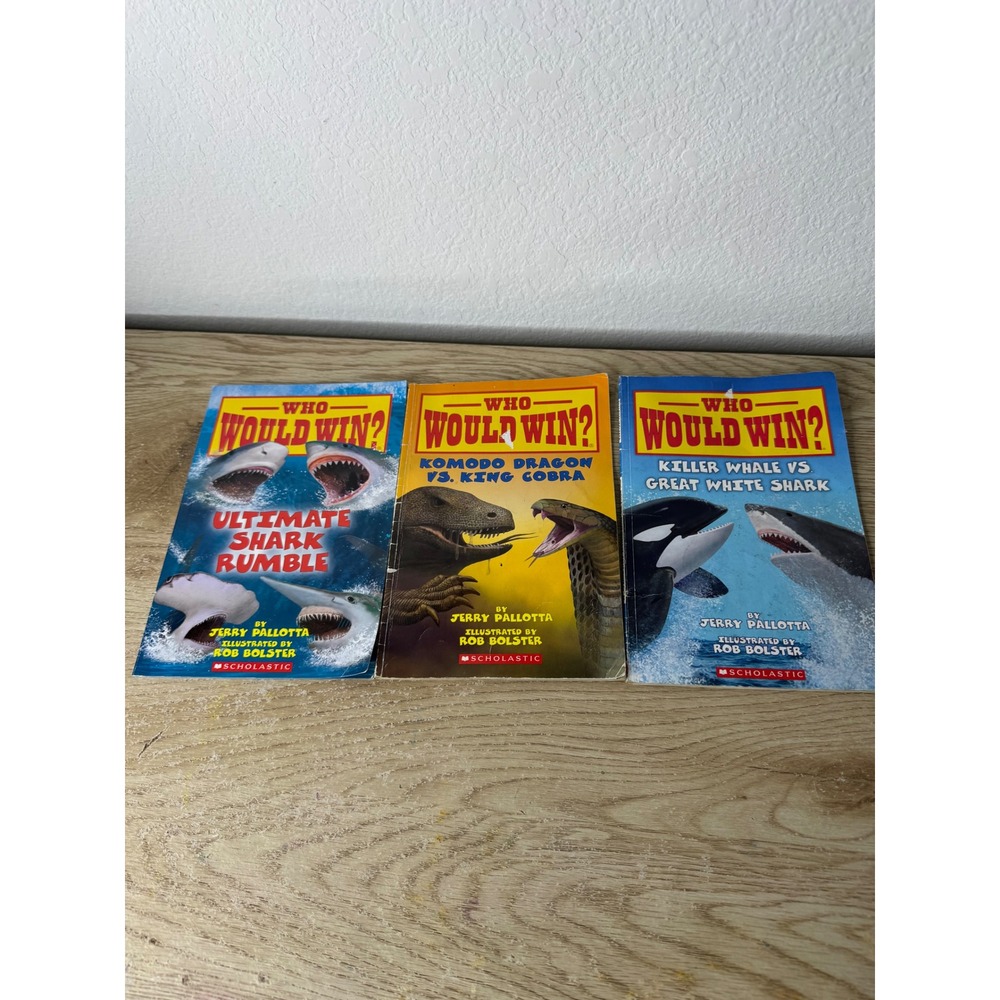 Scholastic Who Would Win? Book Lot Jerry Pallotta Shark Komodo Dragon 3 Books